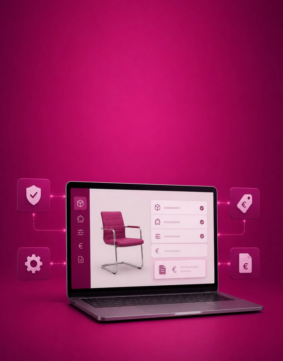 Configuratore CPQ con opzioni e riepilogo economico