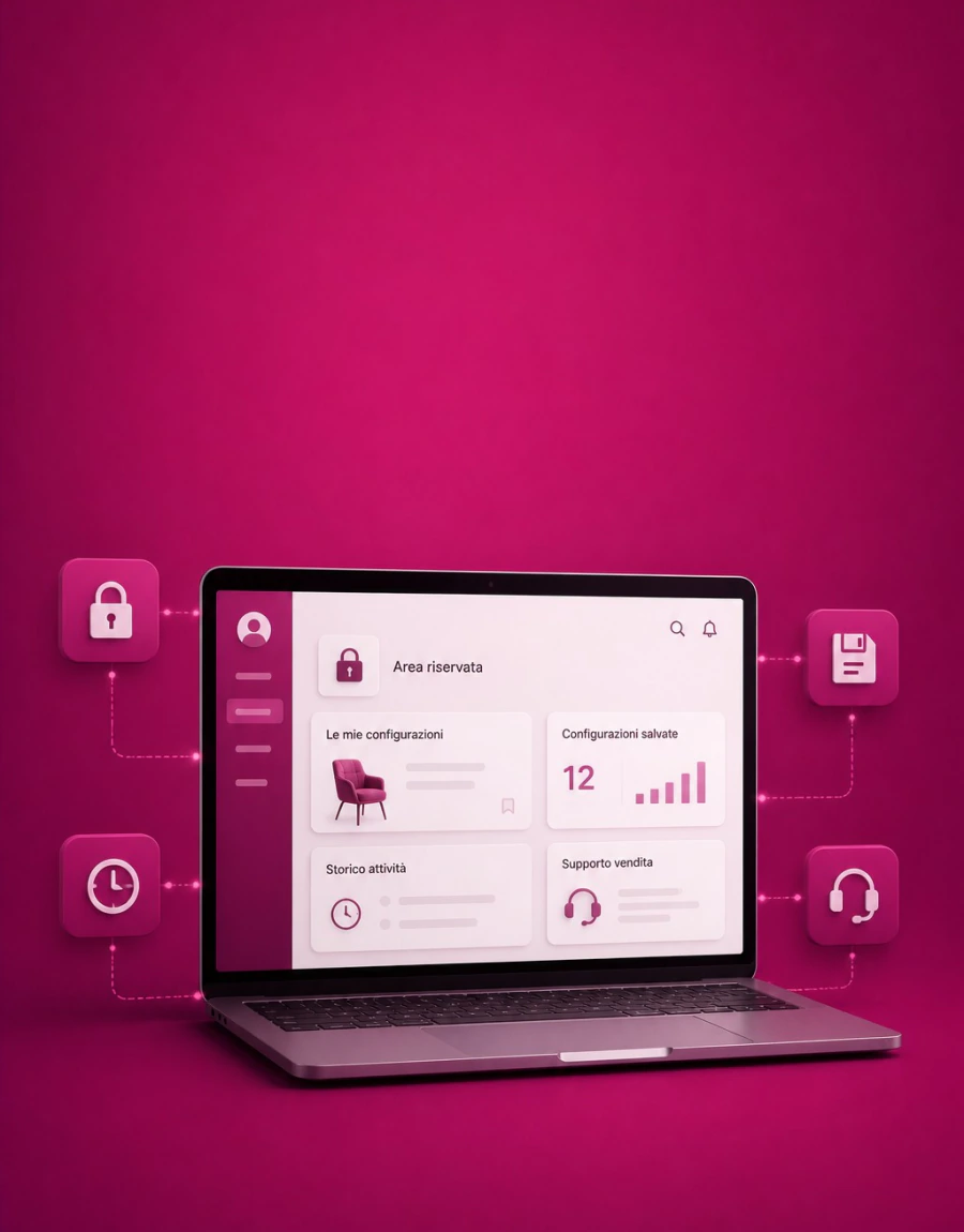 Portale commerciale riservato con attività e configurazioni