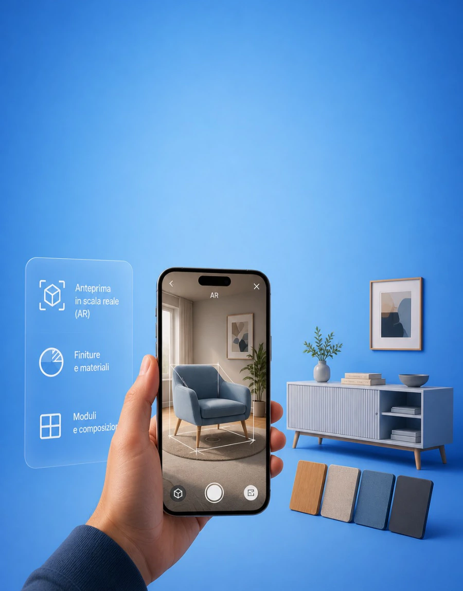 Configuratore per arredamento con ambiente e finiture