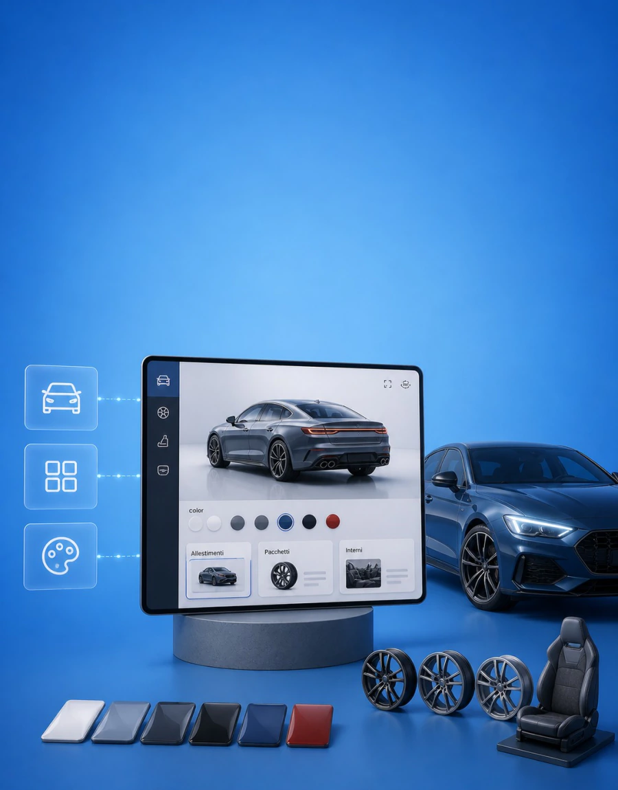 Configuratore automotive con scelta di colori e optional