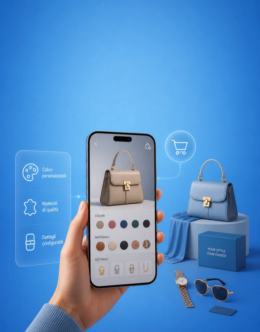 Configuratore per moda e accessori con materiali personalizzabili