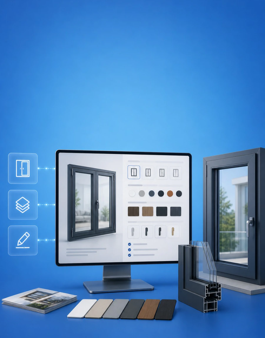 Configuratore per serramenti con misure e finiture